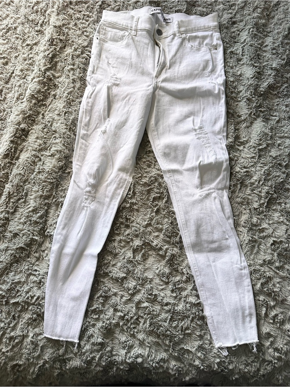 Express White Distressed Skinny Jeans for Women